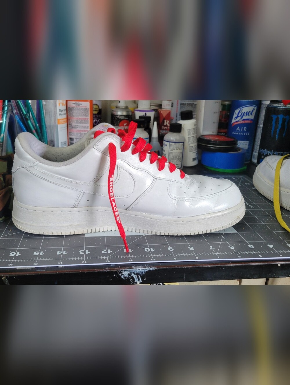 Nike Air Force 1 Low with Red Laces and Supreme Tab - Picture 3 of 10
